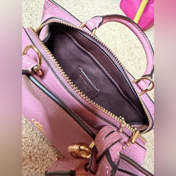 Coach Mini Zoe Satchel Pink Pebbled Leather Lock Key Crossbody Style 8015 - Picture 11 of 16